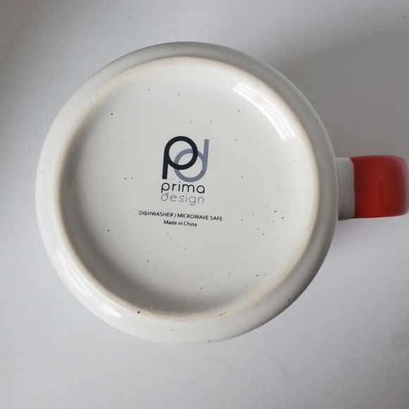 Christmas Cat Mug White Speckle Red Trim Large Ceramic Holidy Mug Prima Design - Picture 7 of 9